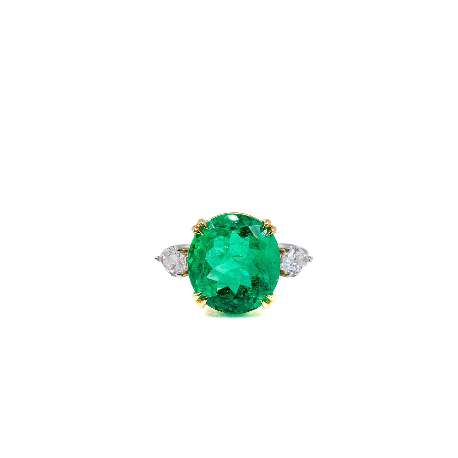 Colombian Emerald and Diamond Cocktail Ring by Valentina Fine Jewellery, rare Colombian emerald rings HK