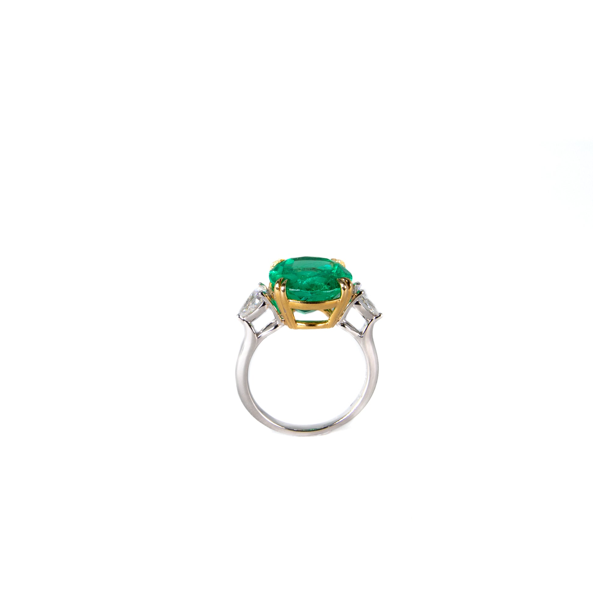 Oval cut Colombian green emerald and diamond cocktail ring by Valentina Fine Jewellery Hong Kong. Global free shipping including USA, UK and Australia.