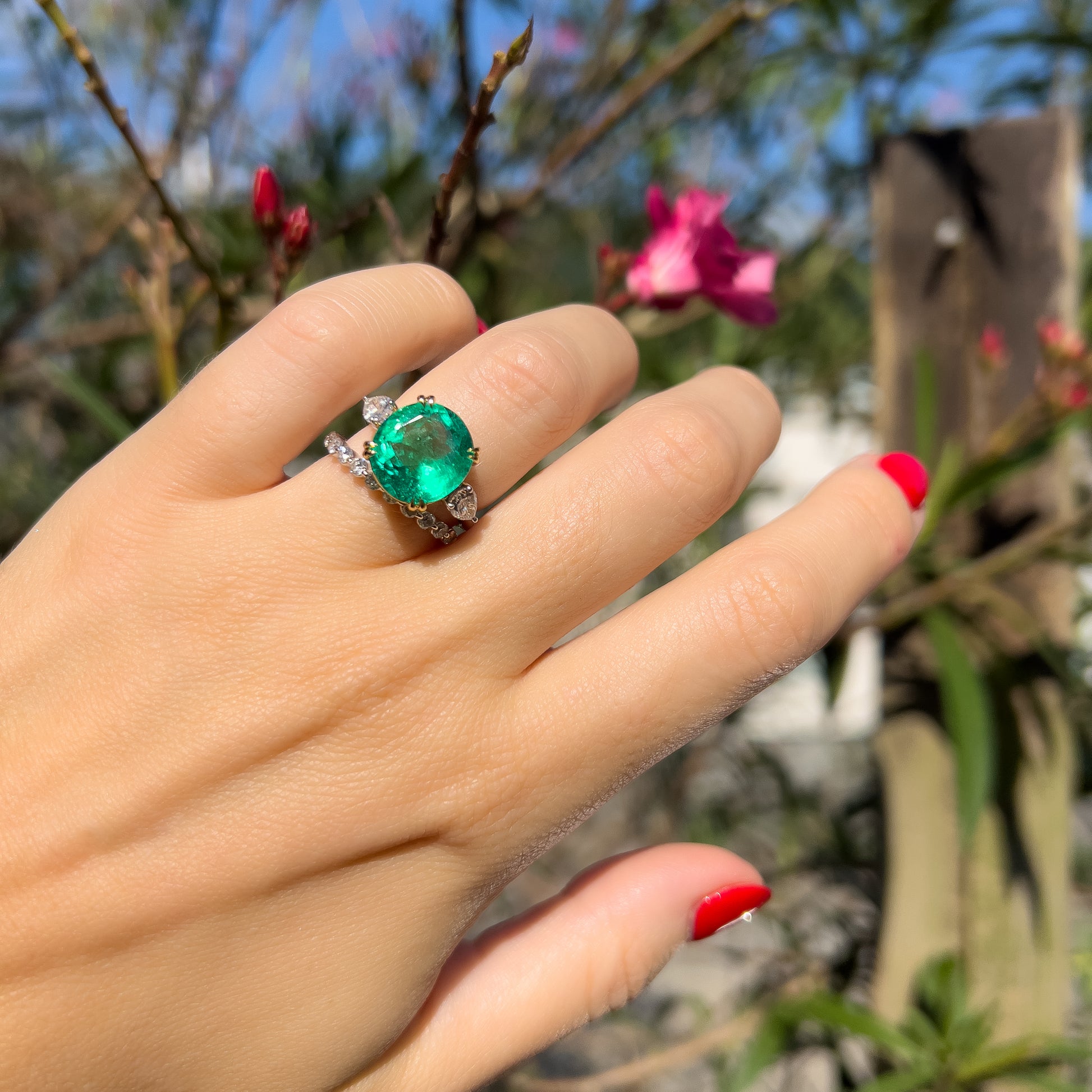 Colombian Emerald and Diamond Cocktail Ring by Valentina Fine Jewellery