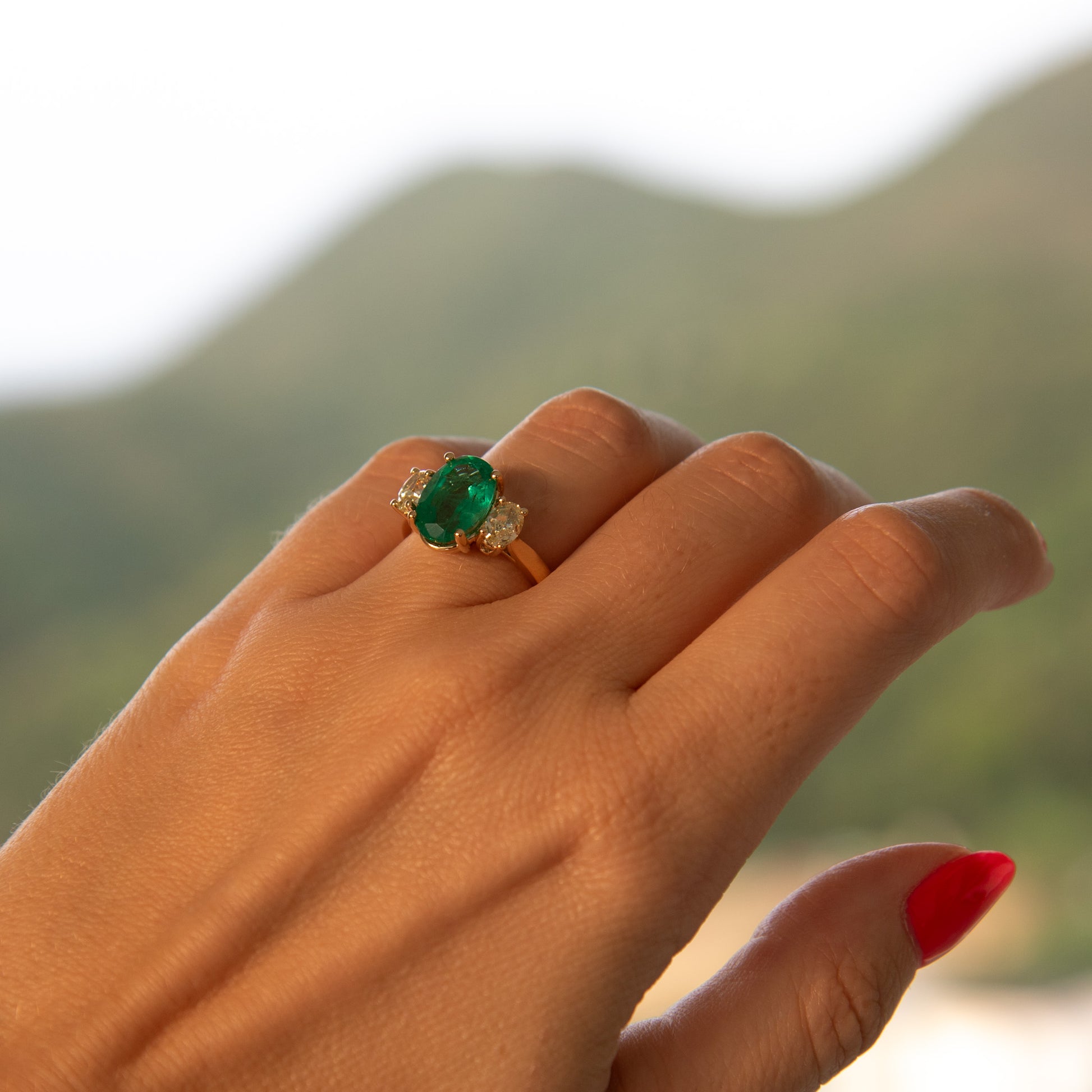 3.54ct Colombian emerald and Fancy Yellow Diamond ring in 18k Yellow Gold by Valentina Fine Jewellery Hong Kong US UK Australia New Zealand Singapore