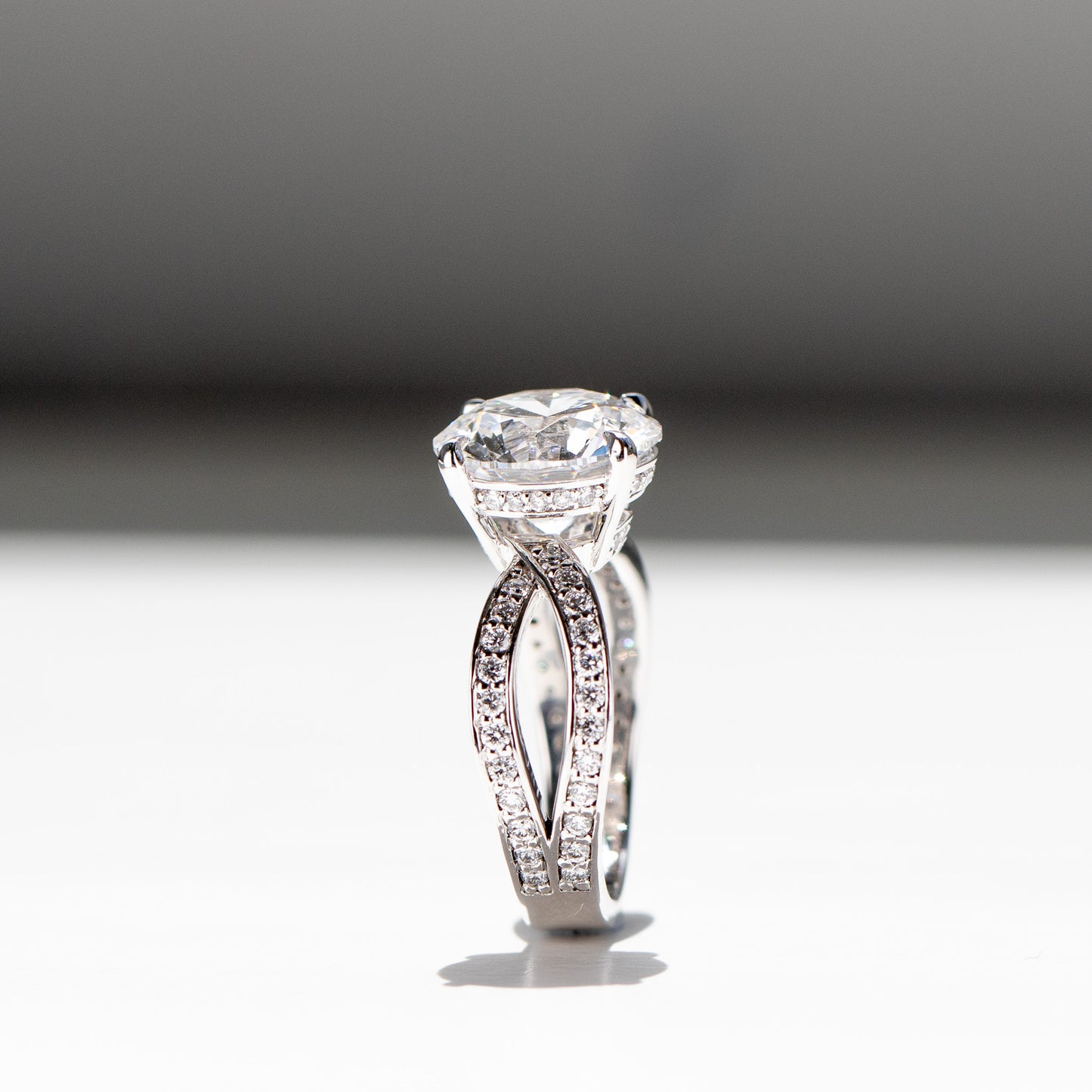 Big Bow Round Diamond Engagement Ring