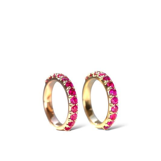 No Heat Burma Ruby eternity ring in 18k yellow and rose gold by Valentina Fine Jewellery Hong Kong. Global free shipping including USA, Australia, Dubai, UK and Singapore.