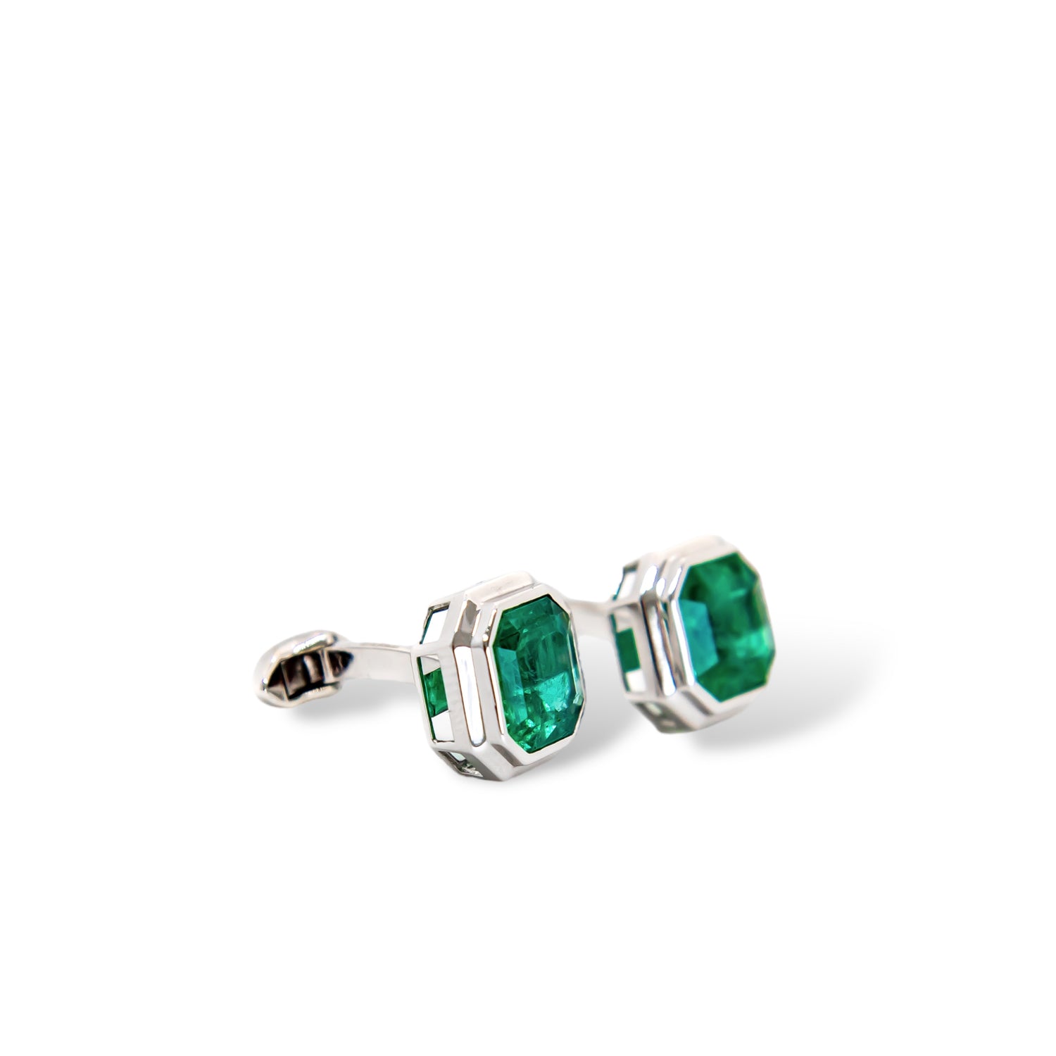 Emerald Solid White Gold Cufflinks, 18K White gold cufflinks, solid gold cufflinks, gifts for him, Hong Kong, New York, USA, UK, Germany