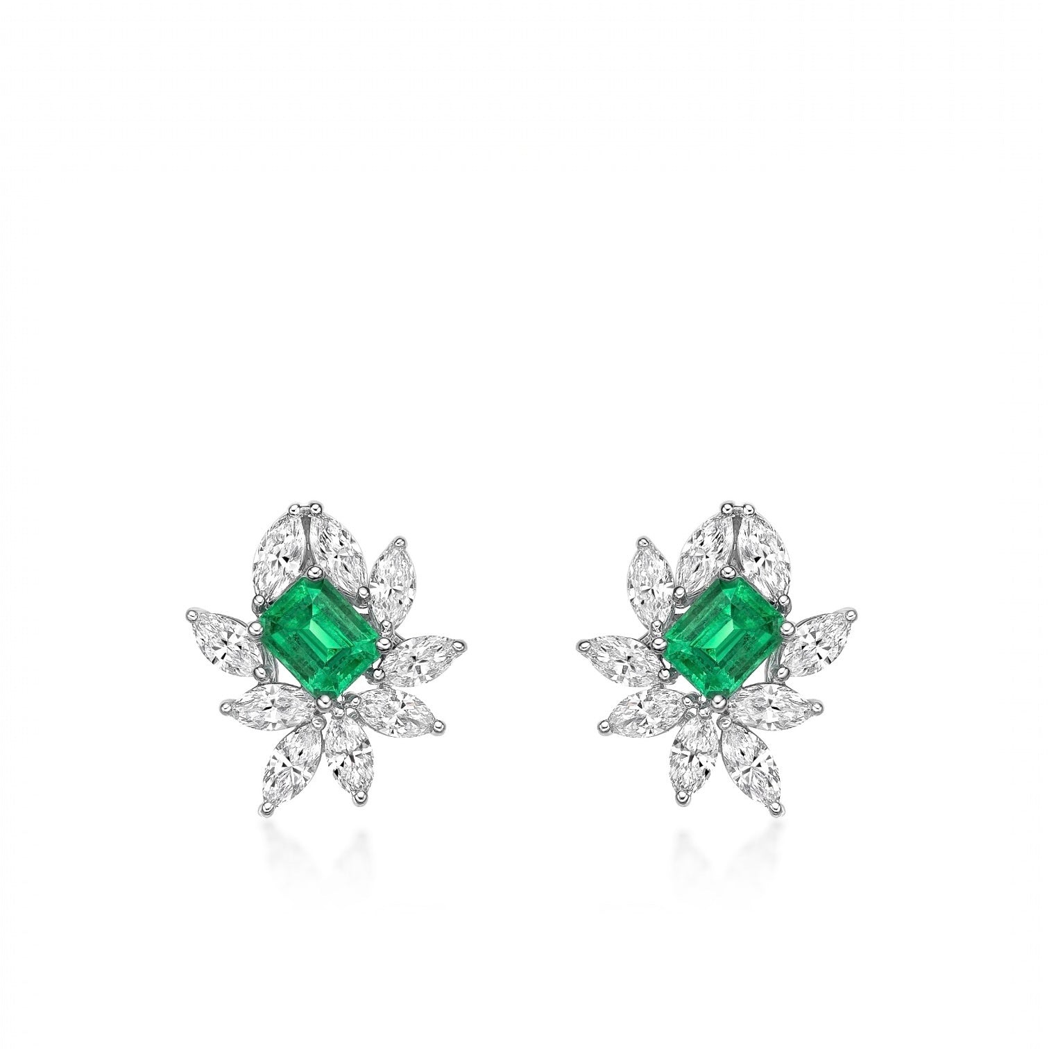 Emerald and Diamond Dress Earrings 18k Yellow Gold Emerald and Diamond Dress Earrings 18k Yellow Gold