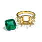 Green emerald and fancy yellow diamond ring set in 18k yellow gold. Beautiful Zambian emerald and yellow diamond cocktail ring by Valentina Fine Jewellery Hong Kong USA Australia Dubai UK