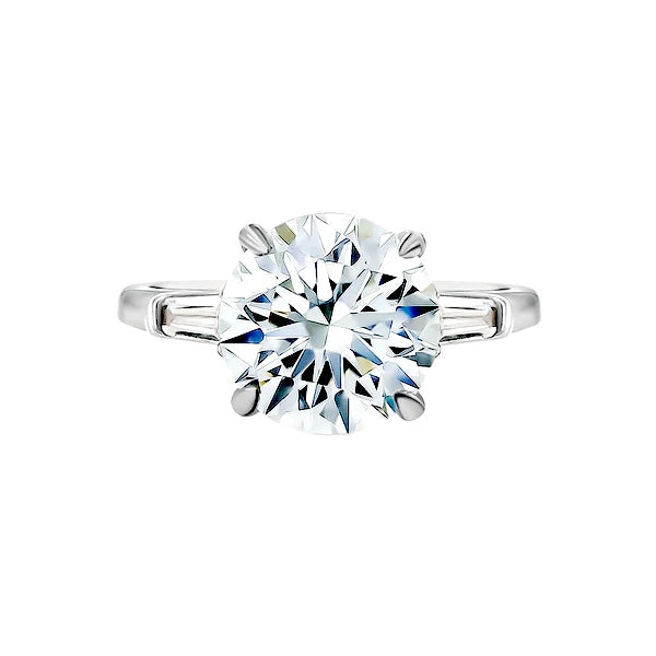 Round Diamond Engagement Ring with Tapered Baguettes Hong Kong by Valentina Fine Jewellery