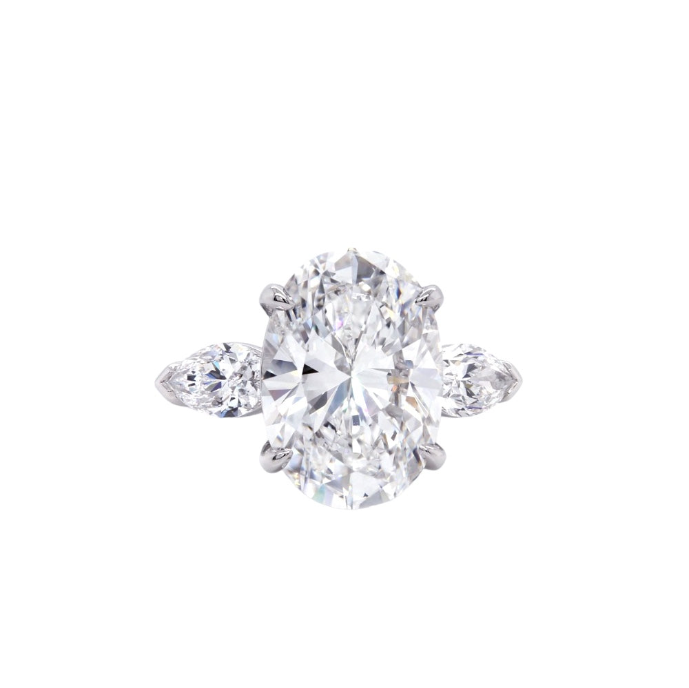 Oval Cut Diamond Ring with Side Diamonds Hong Kong