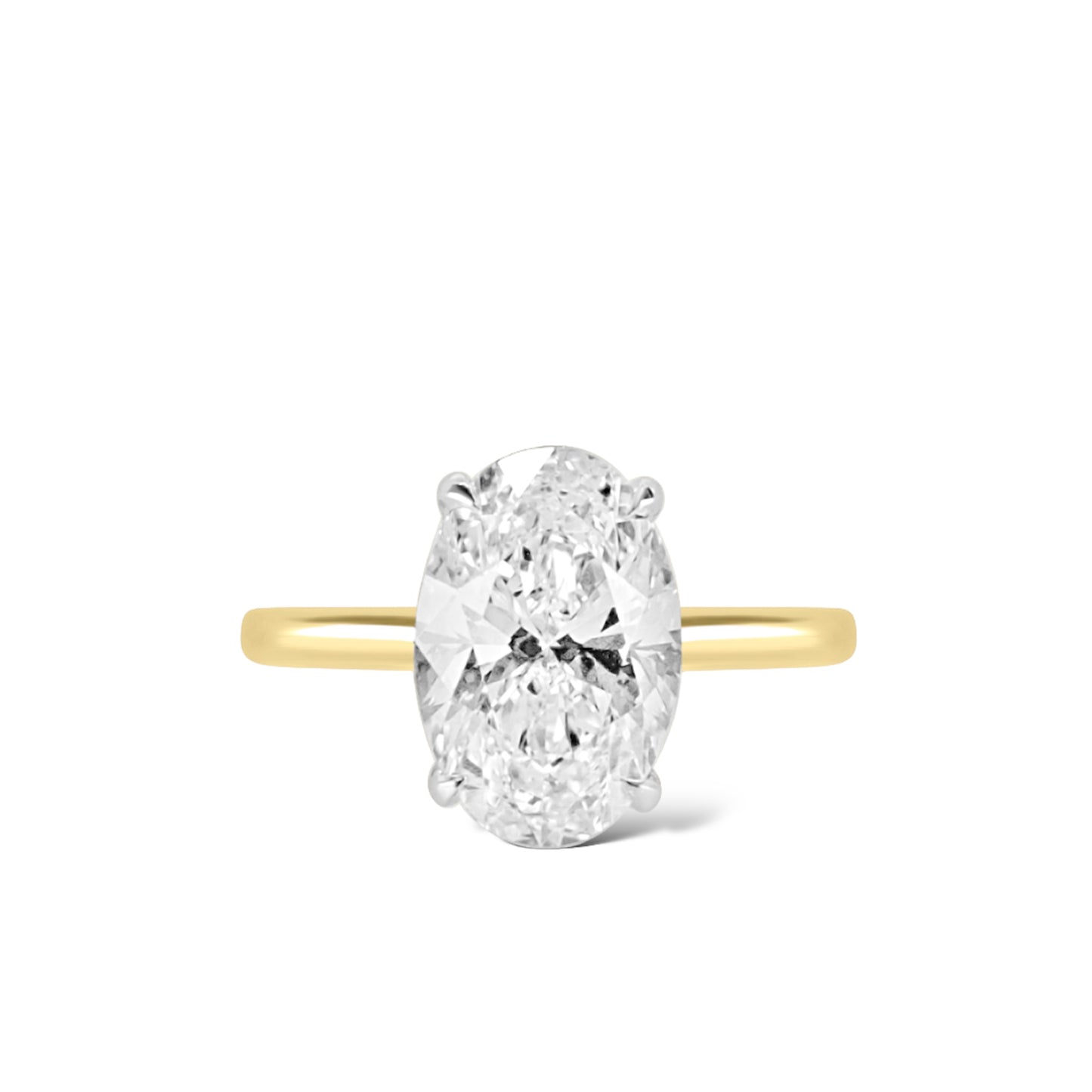 3.02ct Oval Cut Diamond Engagement Ring in 18k gold and platinum with a hidden halo by Valentina Fine Jewellery Hong Kong. Global free shipping including USA, Australia UK, Singapore and Dubai.