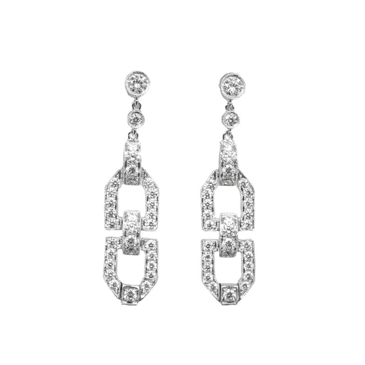Art deco style diamond earrings Hong Kong by Valentina Fine Jewellery