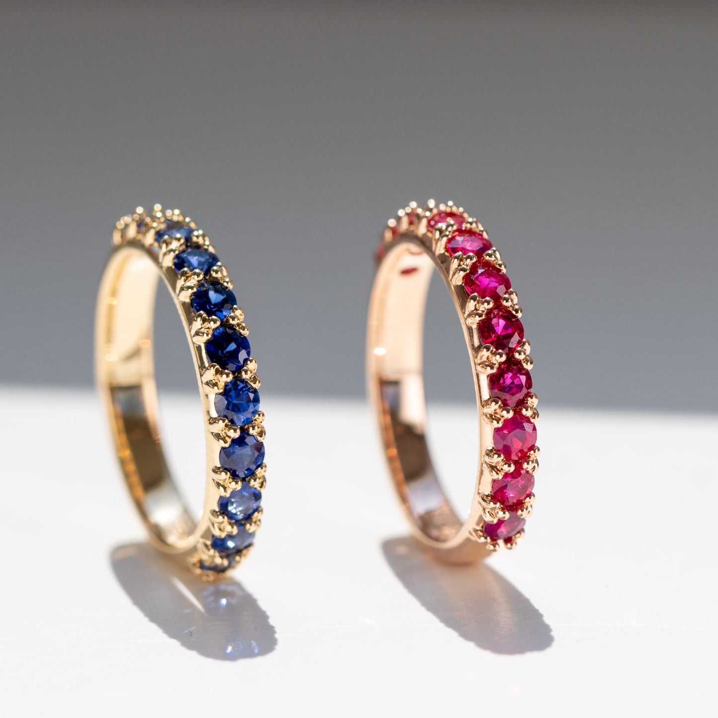 Ceylon sri lankan royal blue sapphire eternity ring in 18k yellow gold by Valentina Fine Jewellery Hong Kong. Global free shipping including China, UK, USA, Taiwan, Singapore and Dubai.