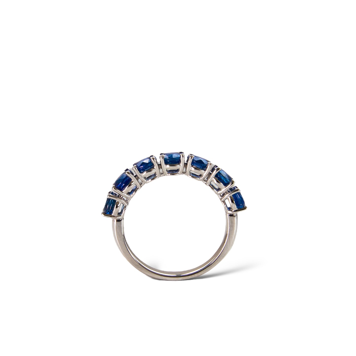 Blue sapphire eternity ring, sapphire eternity band, round sapphire ring, sapphire engagement ring, ceylon sapphire, eternity band in platinum by Valentina Fine Jewellery Hong Kong. Global free delivery including USA, UK, Singapore, Dubai and Australia