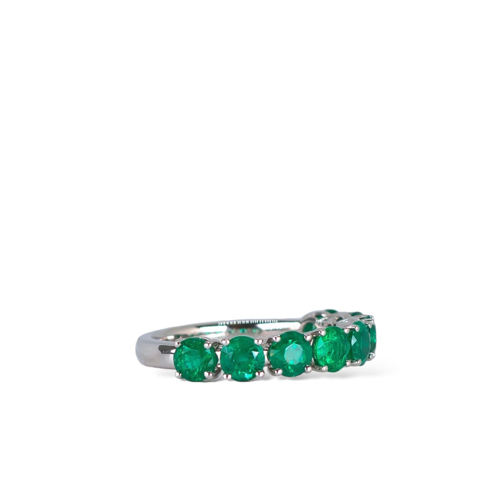 2.77 carat green emerald eternity ring in platinum by Valentina Fine Jewellery Hong Kong USA