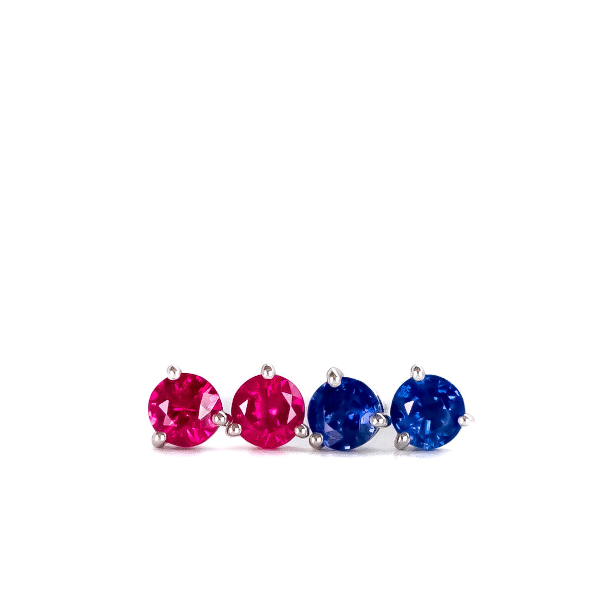 Round blue sapphire studs in platinum by Valentina Fine Jewellery Hong Kong USA