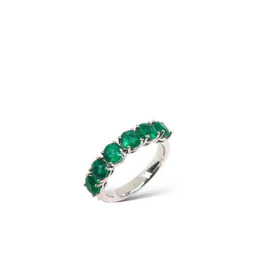 Green emerald eternity ring in platinum by Valentina Fine Jewellery Hong Kong