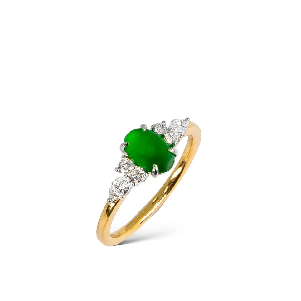 Jadeite Type A Jade and diamond bespoke engagement ring by Valentina Fine Jewellery Hong Kong. Global free shipping including USA China and Australia. 翡翠
