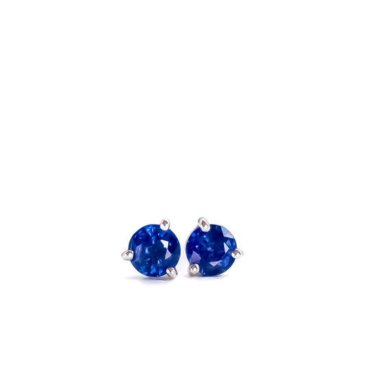 Round blue sapphire studs in platinum by Valentina Fine Jewellery Hong Kong USA