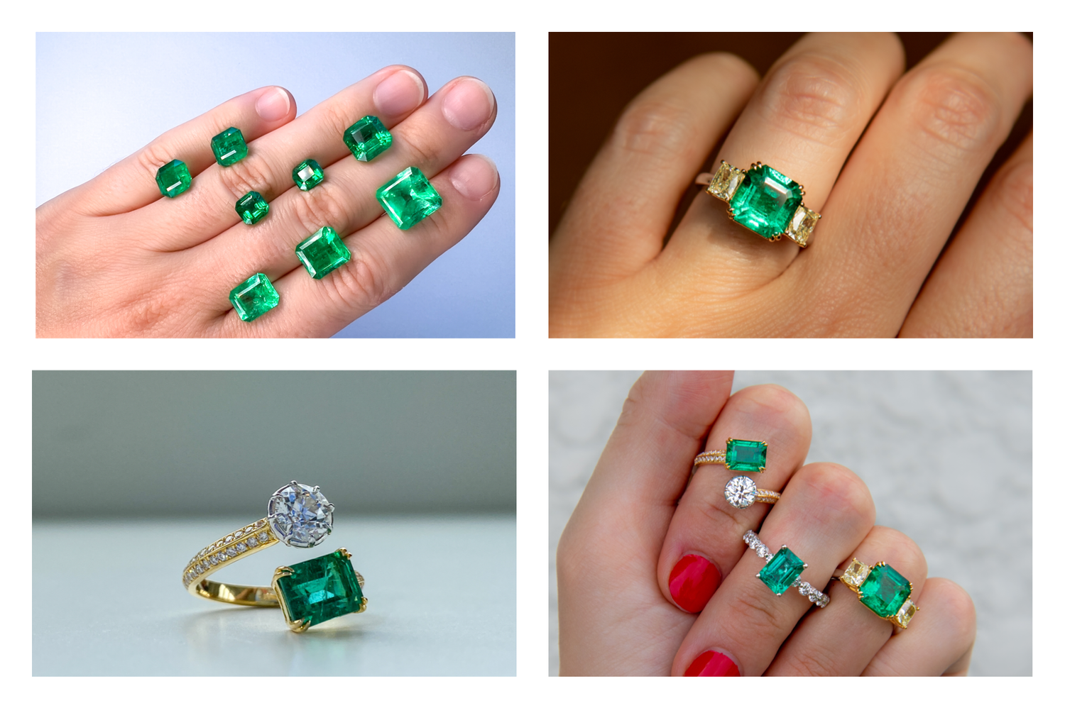 Colombian Emerald Rings in 18k gold and platinum by Valentina Fine Jewellery Hong Kong. emerald ring with diamonds, emerald engagement ring, bespoke emerald jewellery. Global free shipping including USA, UK, Australia, Taiwan, Singapore and Dubai.