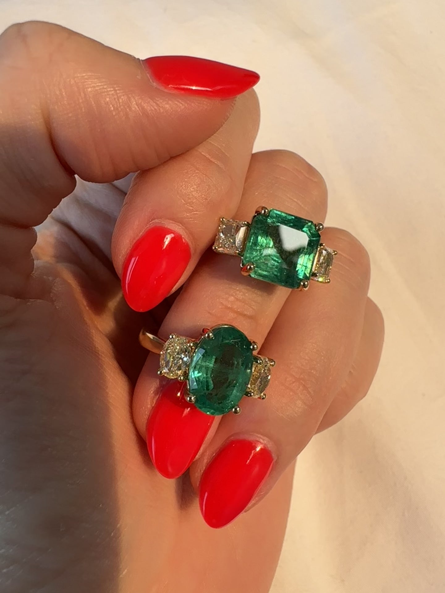 3.54ct Oval Colombian emerald and Fancy Yellow Diamond ring in 18k Yellow Gold by Valentina Fine Jewellery Hong Kong US UK Australia New Zealand Singapore