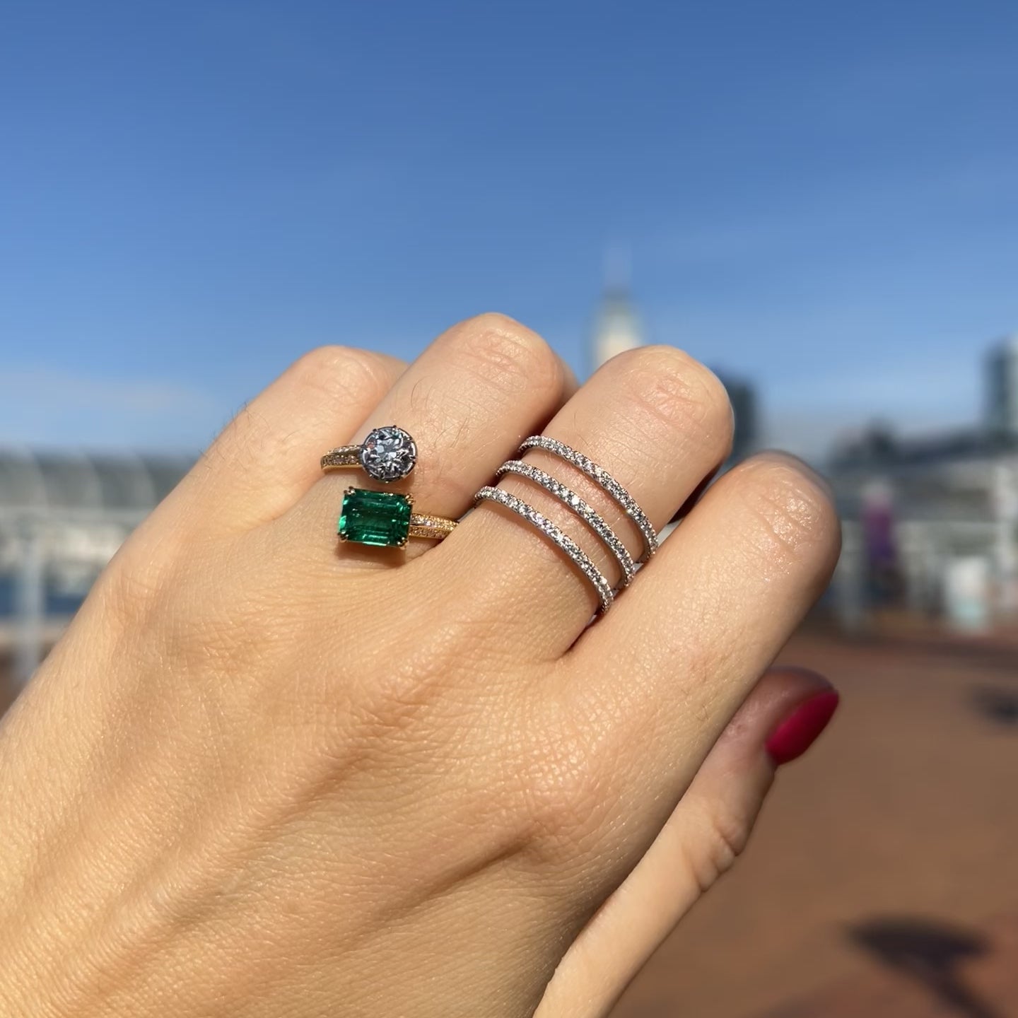 diamond ring, 3 row diamond ring, diamond, stacking ring, wedding ring, engagement ring, hong kong jewellery