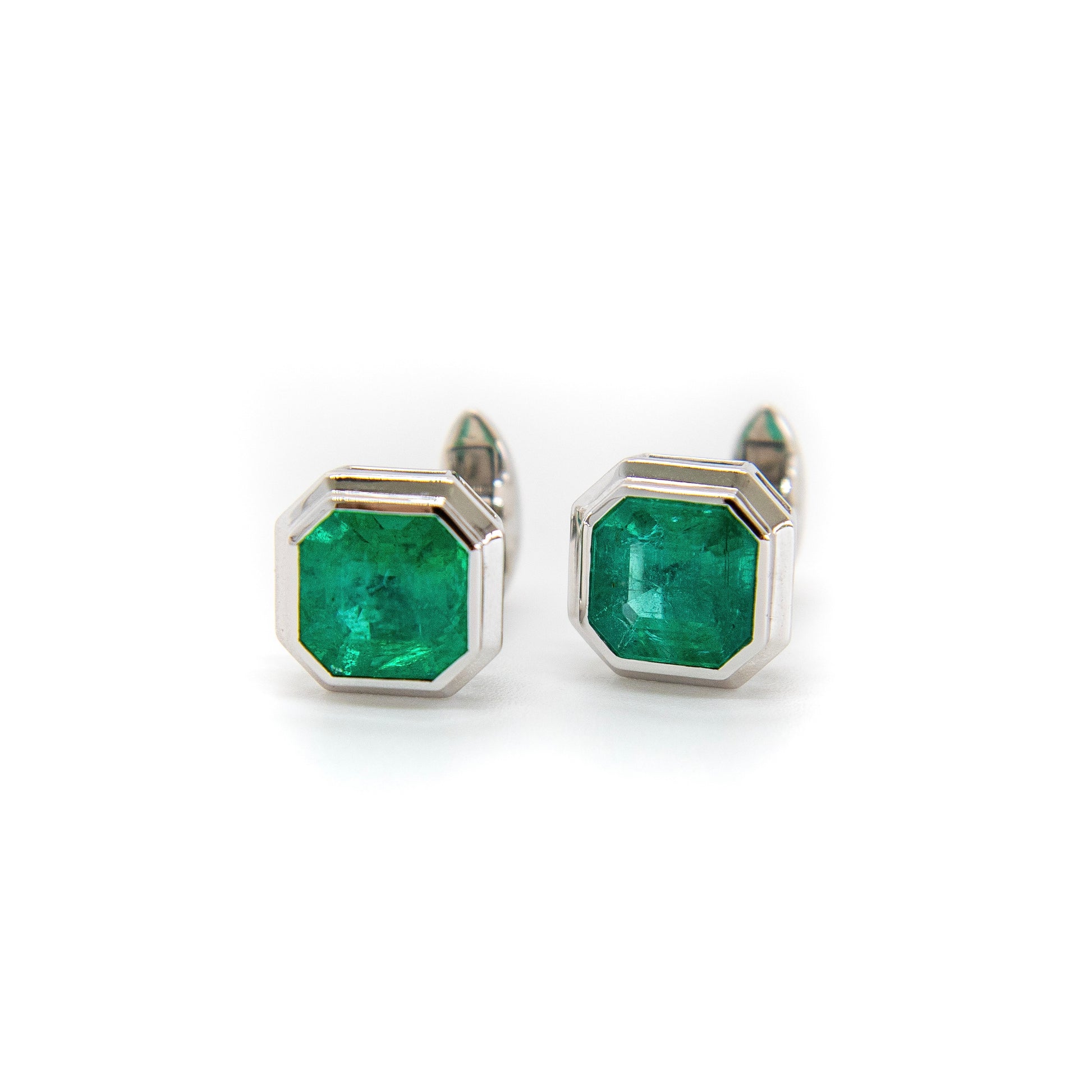 Bespoke emerald gold cufflinks