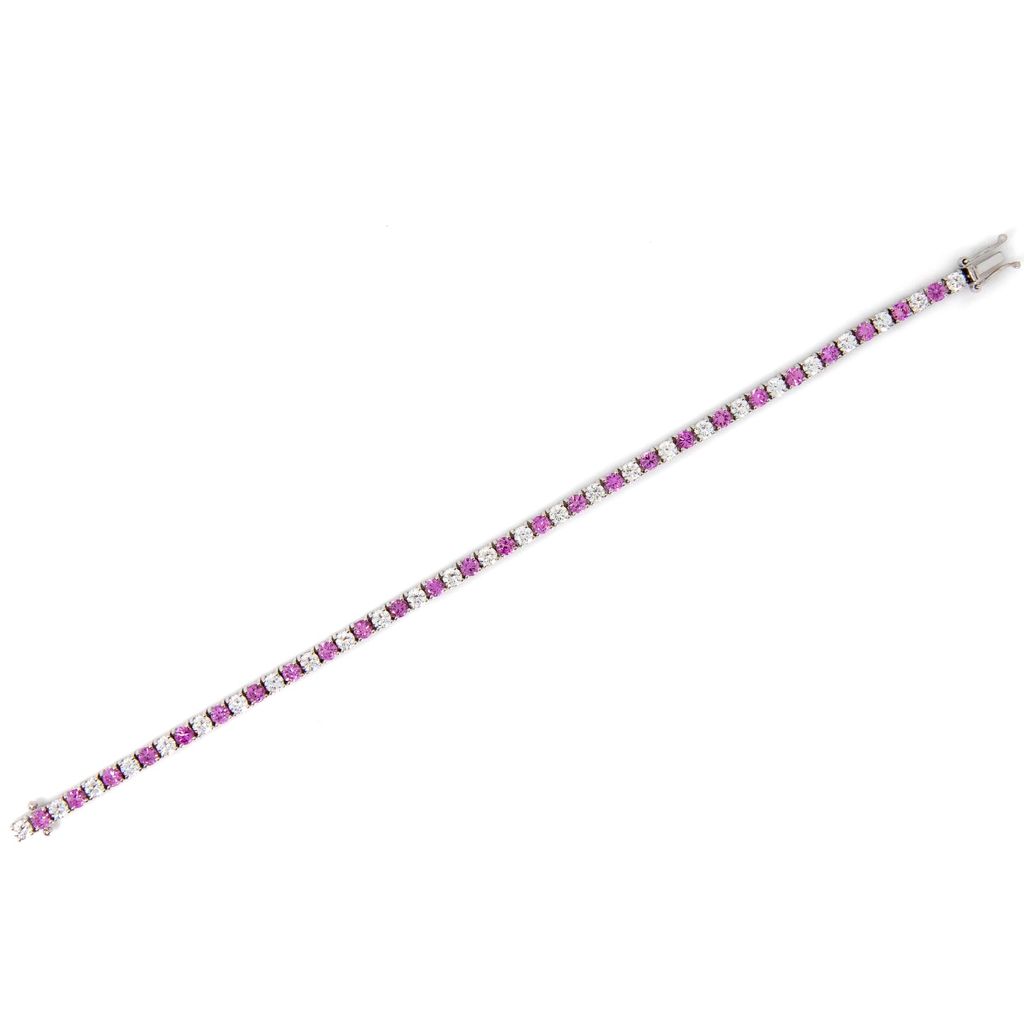Pink sapphire and diamond bracelet in 18k gold or platinum by Valentina Fine Jewellery