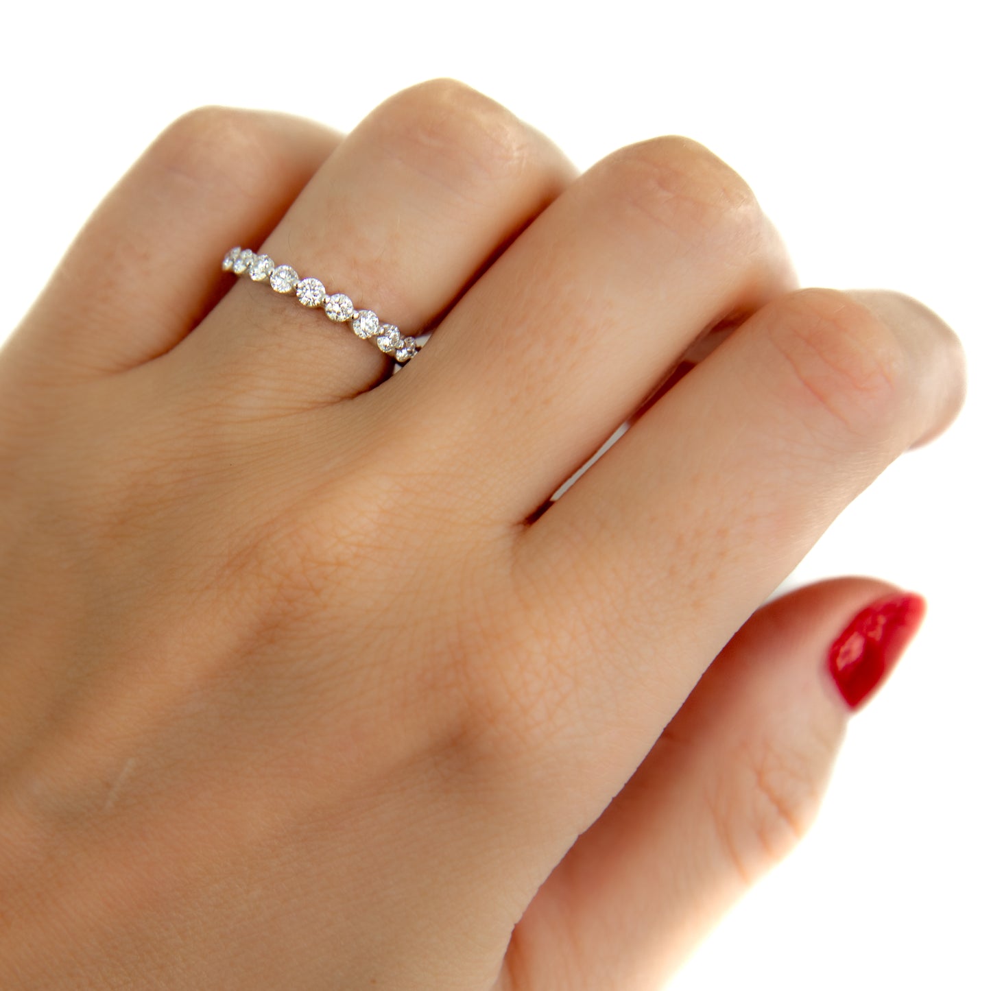 Dainty shared prong diamond eternity ring Hong Kong