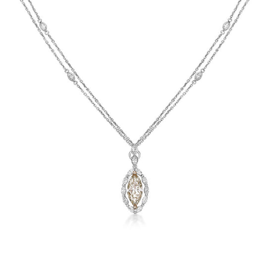 Marquise diamond necklace with halo 