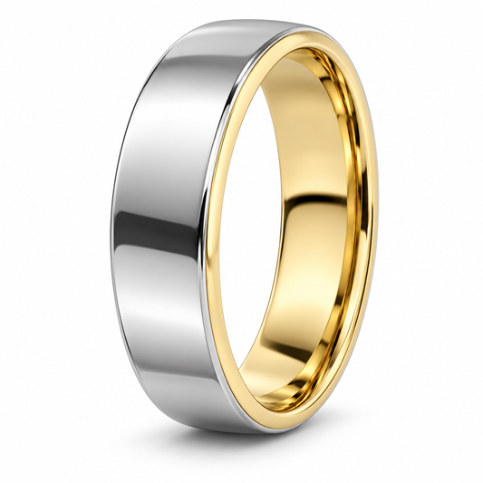 Two tone 18k gold mens wedding band 18k gold by Valentina Fine Jewellery Hong Kong. Global free shipping t o USA, Australia, Singapore, Thailand and UK