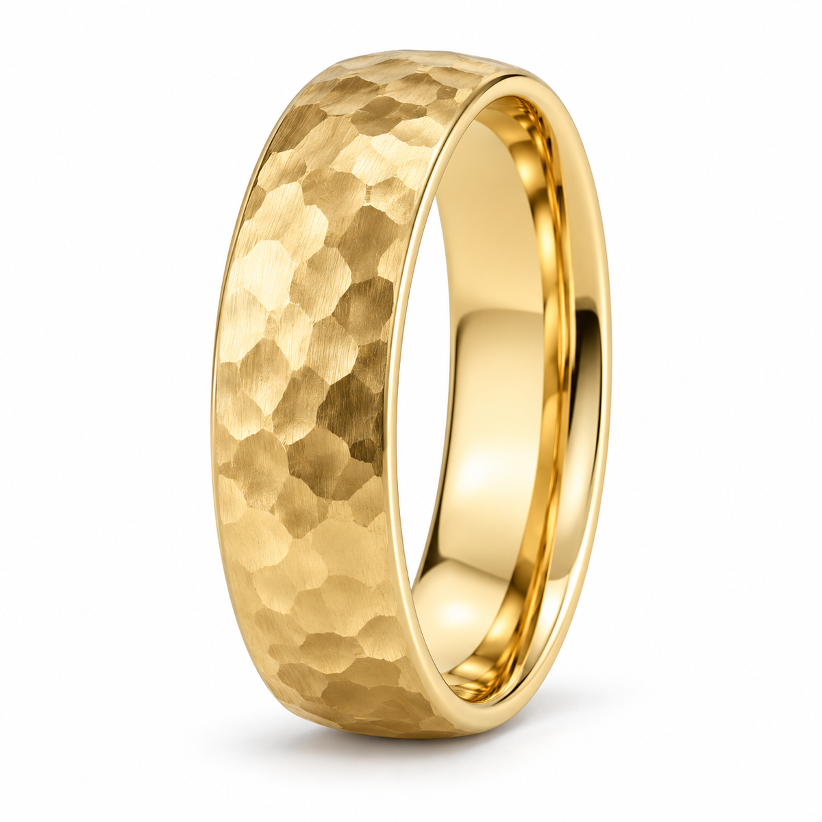 Hammered textured gold mens wedding band 18k gold by Valentina Fine Jewellery Hong Kong. Global free shipping t o USA, Australia, Singapore, Thailand and UK