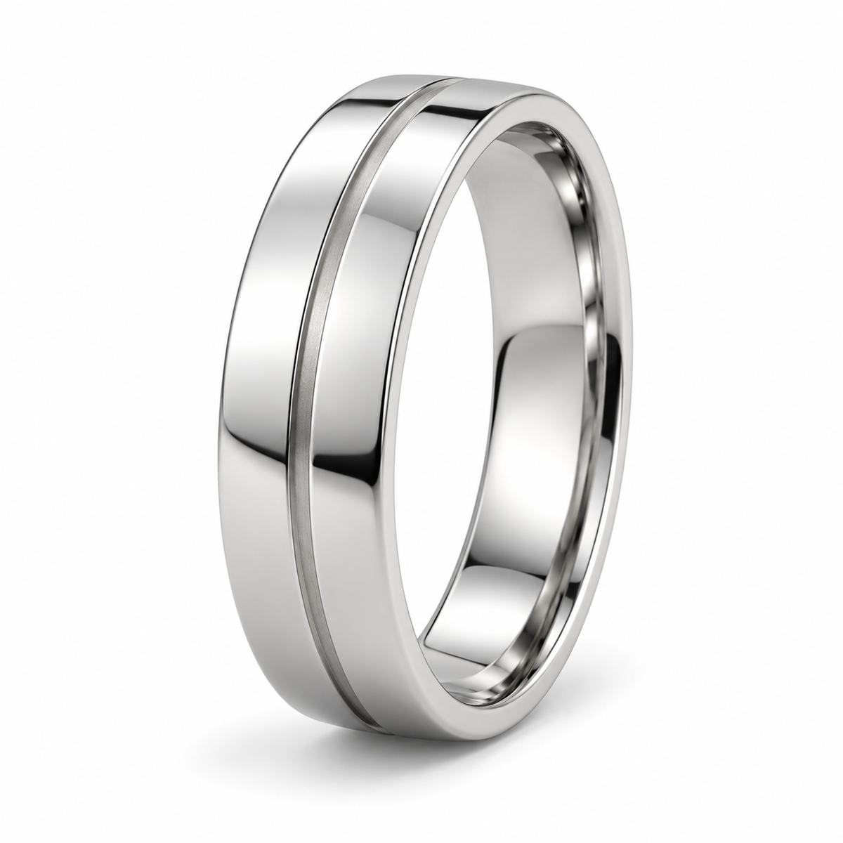 Grooved platinum mens wedding band 18k gold by Valentina Fine Jewellery Hong Kong. Global free shipping t o USA, Australia, Singapore, Thailand and UK