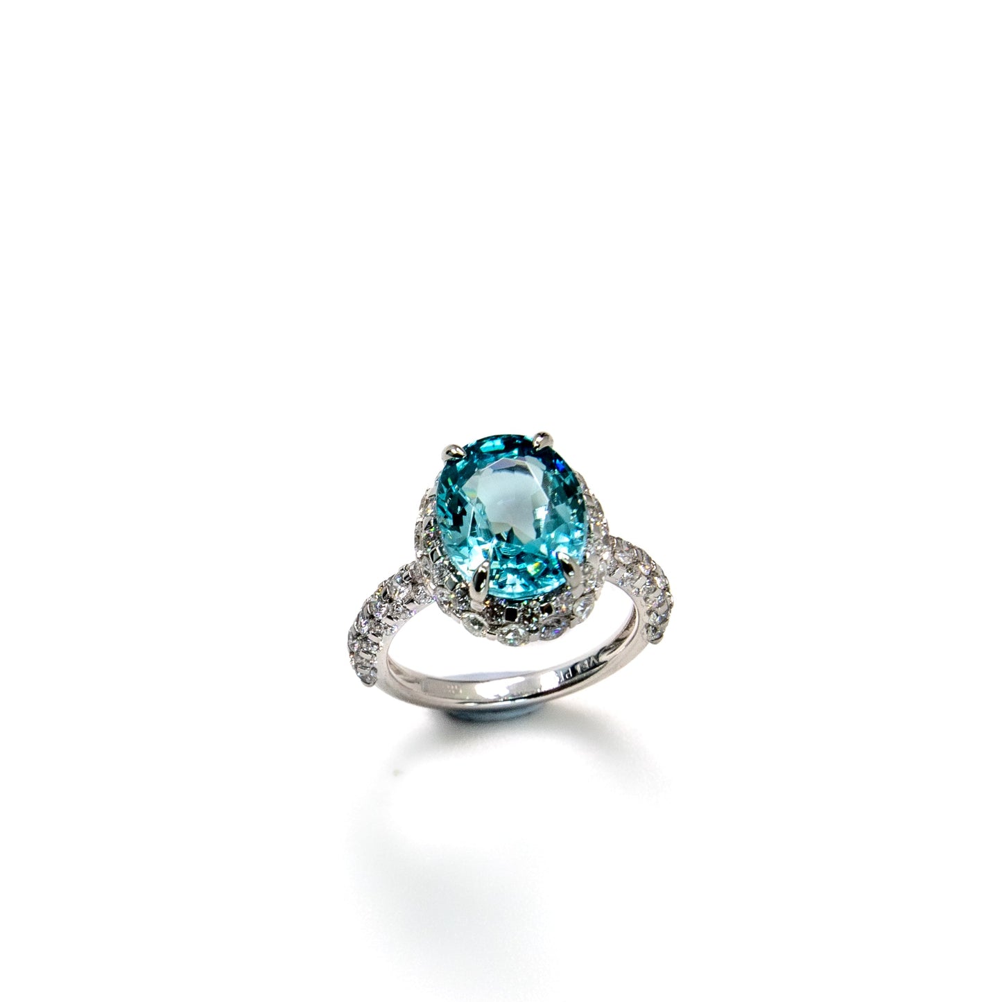 Zircon and diamond ring with diamond band