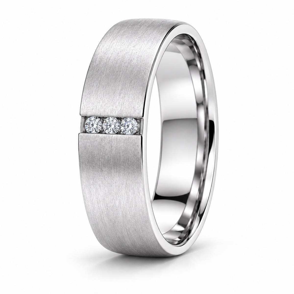 Three diamond mens wedding band 18k gold by Valentina Fine Jewellery Hong Kong. Global free shipping t o USA, Australia, Singapore, Thailand and UK