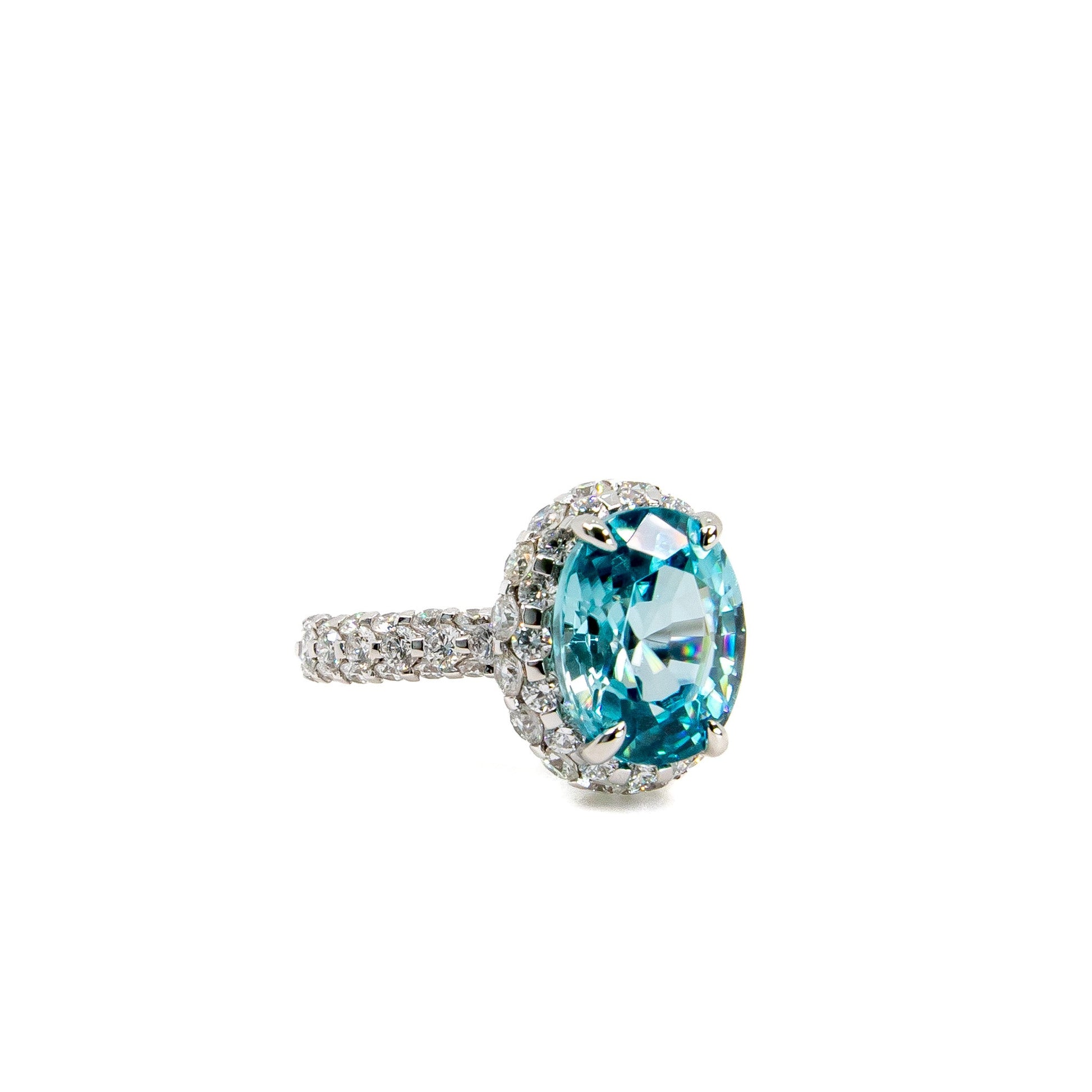 Zircon and diamond ring. Blue zircon and diamond cocktail ring. Zircon engagement ring Hong Kong
