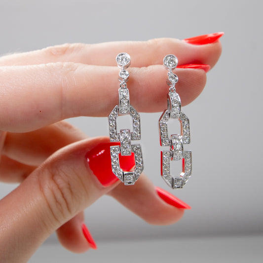 Art deco style diamond earrings Hong Kong by Valentina Fine Jewellery