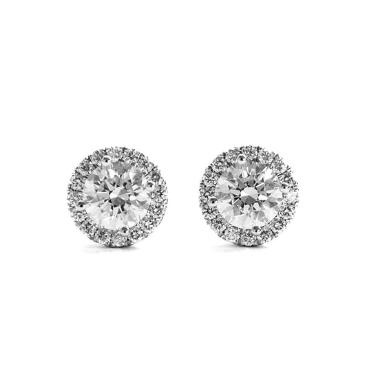 GIA Certified diamond halo stud earrings