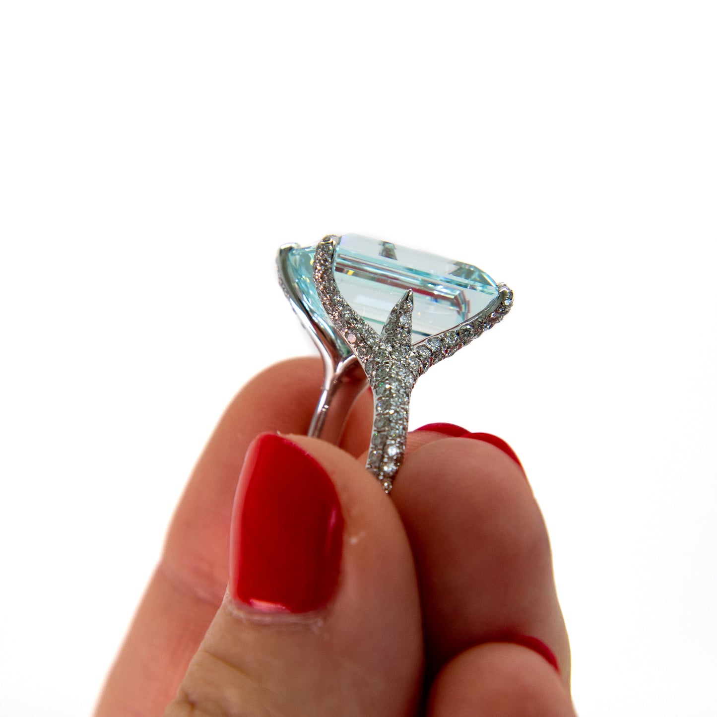 Aquamarine and Diamond Cocktail Ring by Valentina Fine Jewellery