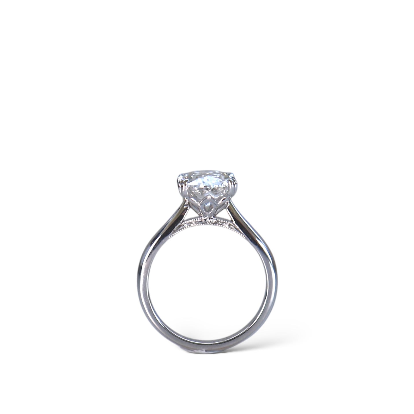 Tulip diamond engagement ring with floral diamond setting by Valentina Fine Jewellery Hong Kong. Global free shipping including USA UK Dubai Singapore Taiwan and Australia. 