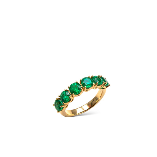 Green emerald eternity ring, round emerald eternity band, emerald ring, emerald jewellery, emerald jewelry, natural emerald ring, 2 carat emerald band, zambian emerald, vivid green emerald 