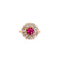 Ruby and rose cut diamond cluster ring in Rose Gold