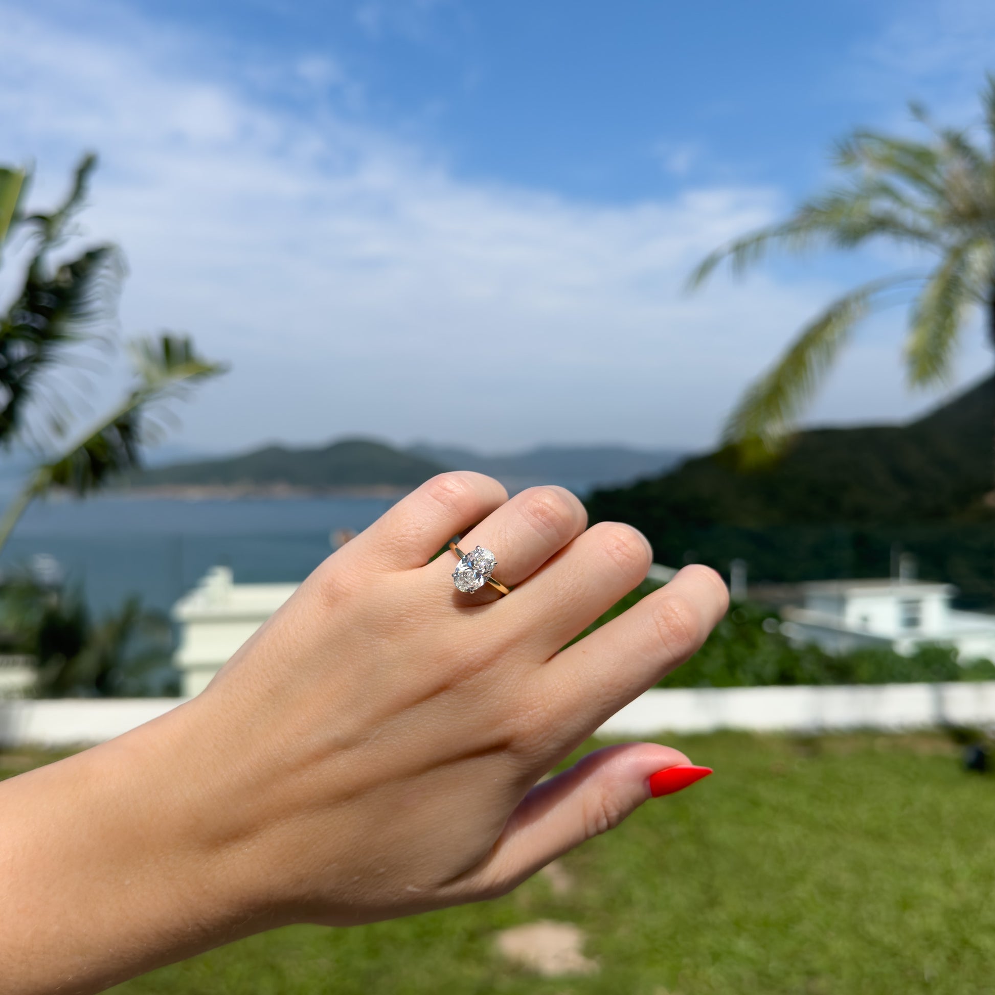 Carat Oval Diamond Ring On Finger Carat Oval Diamond Ring On Hand