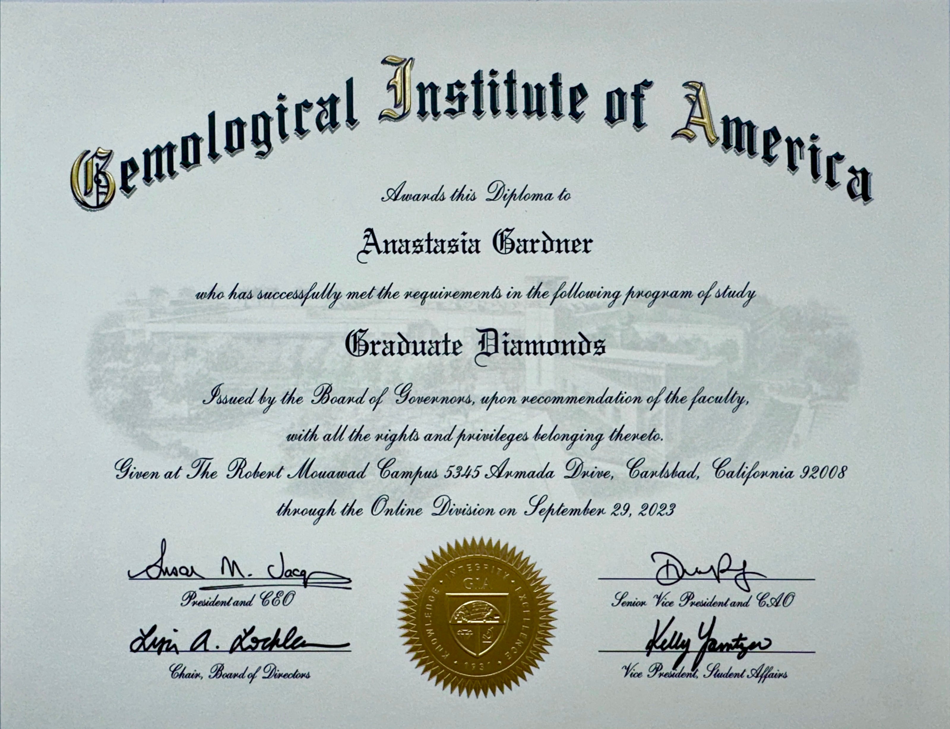 Founder of Valentina Fine Jewellery Anastasia Gardner is a Diamond specialist trained in GIA Graduate Diamonds USA