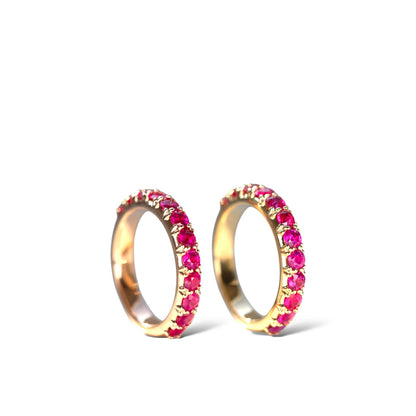 No Heat Burma Ruby eternity ring in 18k yellow and rose gold by Valentina Fine Jewellery Hong Kong. Global free shipping including USA, Australia, Dubai, UK and Singapore.
