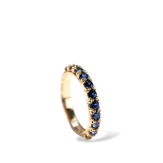 Ceylon sri lankan royal blue sapphire eternity ring in 18k yellow gold by Valentina Fine Jewellery Hong Kong. Global free shipping including China, UK, USA, Taiwan, Singapore and Dubai.