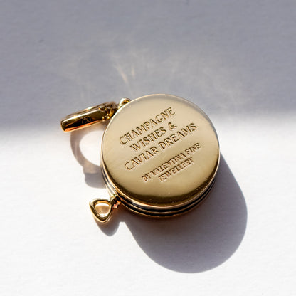 Black diamond and enamel caviar charm pendant in 18k yellow gold by Valentina Fine Jewellery Hong Kong. Global free shipping including USA, Singapore, Dubai. Australia and New Zealand. Annoushka pendant charm style