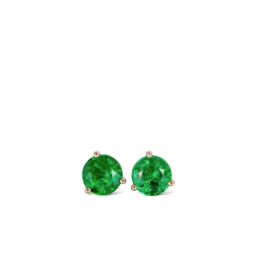 Round Emerald Studs in Platinum by Valentina Fine Jewellery Hong Kong. Complimentary worldwide delivery including USA