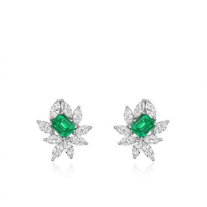 Emerald and Diamond Dress Earrings 18K Yellow Gold Emerald and Diamond Dress Earrings 18K Yellow Gold