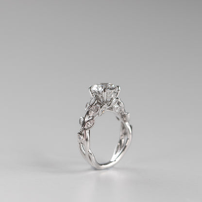 Floral Nature-Inspired Diamond Engagement Ring with petal prongs by Valentina Fine Jewellery Hong Kong. Global free shipping including USA, Australia, China and Singapore.