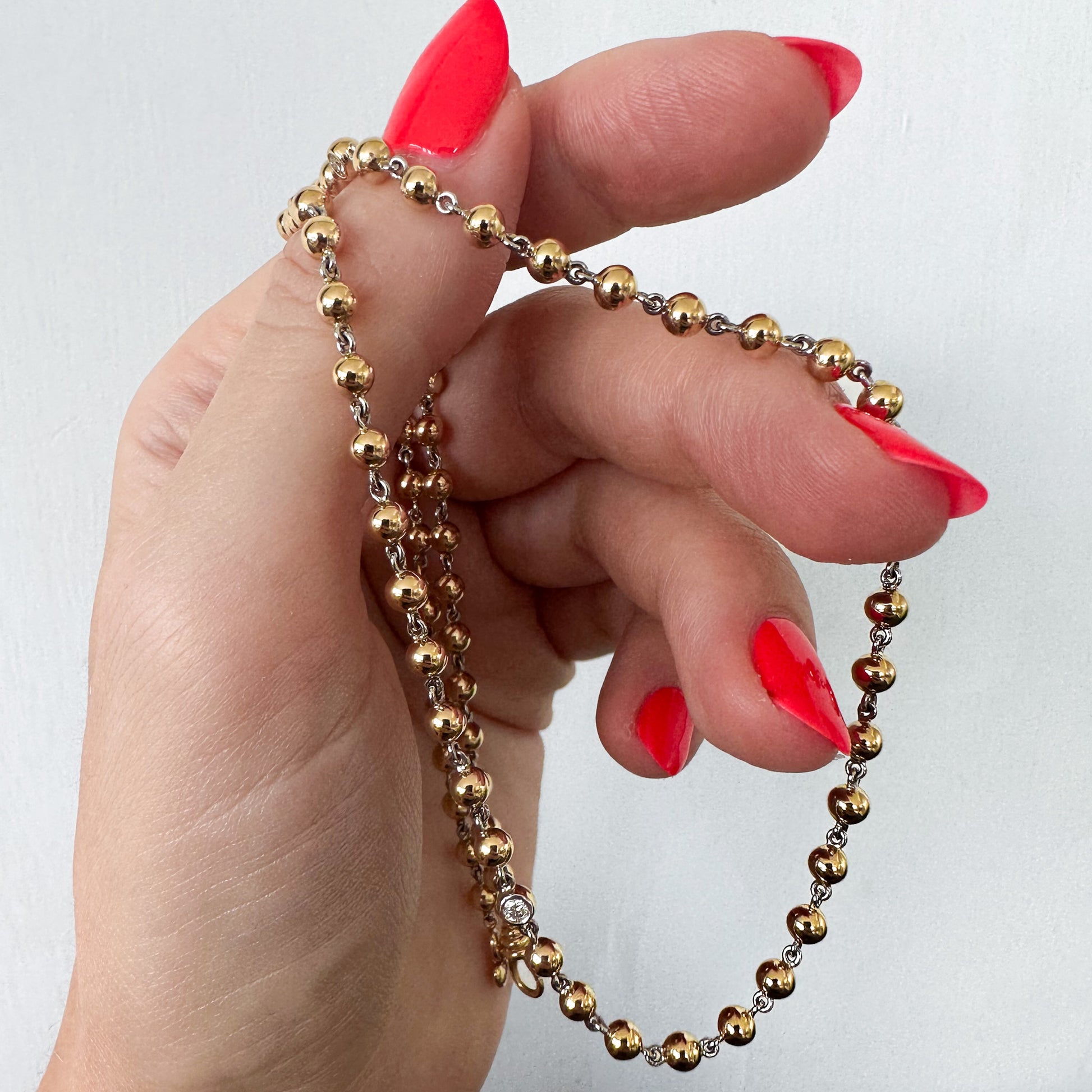 Diamond Gold Ball Chain 18k – Valentina Fine Jewellery
