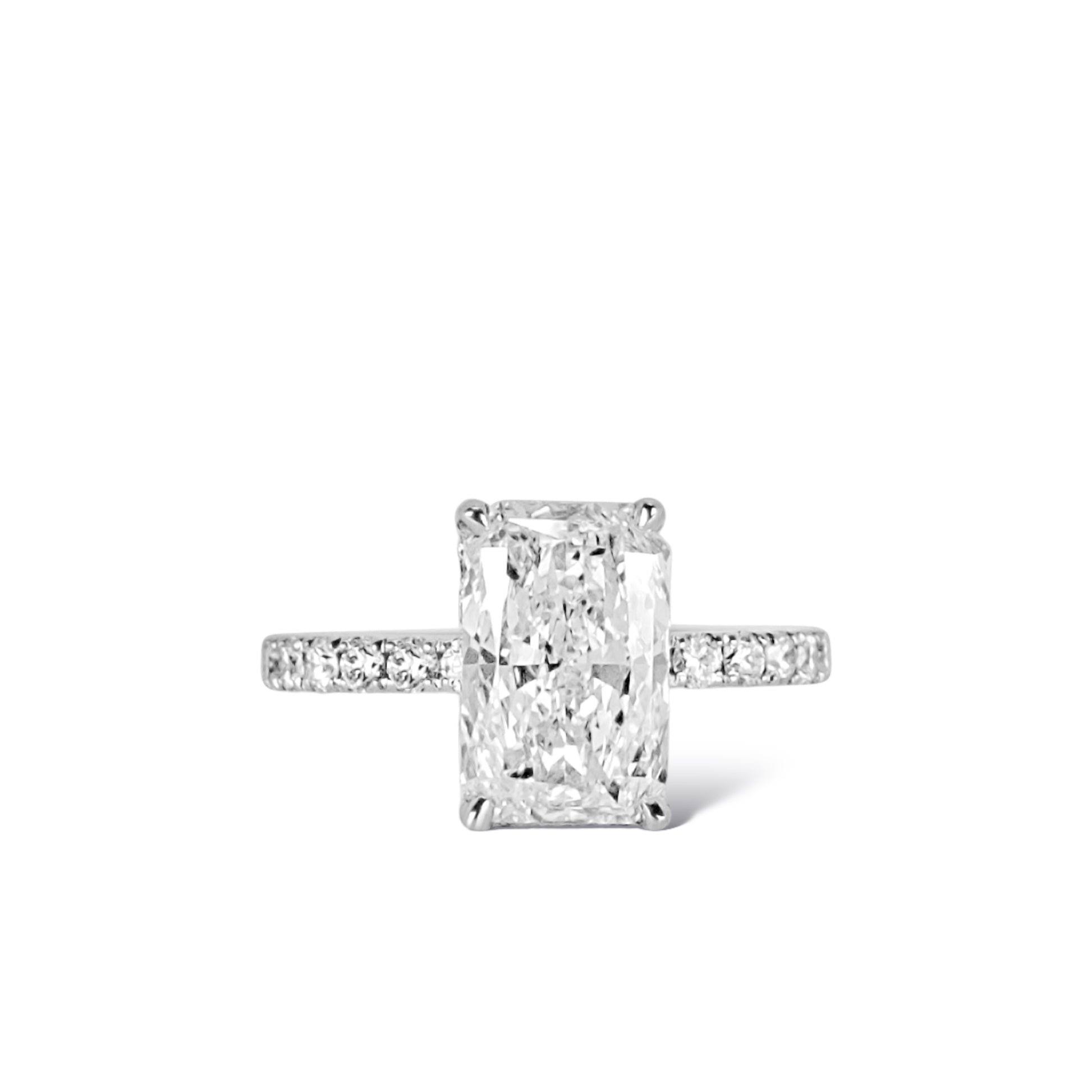 3.00ct Radiant Cut Diamond Engagement Ring in Platinum. 3 carat engagement ring Hong Kong USA Australia New Zealand