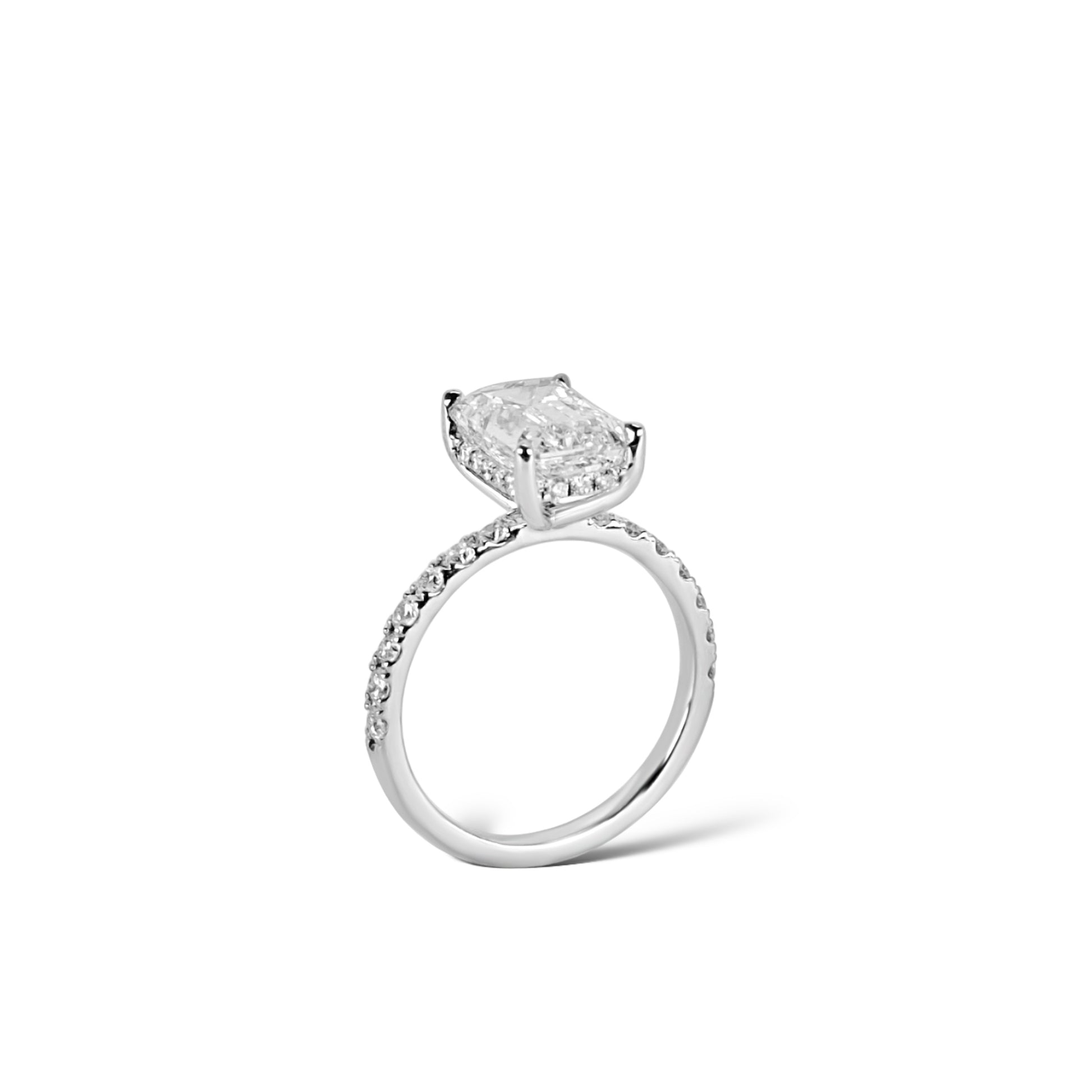 3.06ct Emerald cut diamond engagement ring by Valentina Fine Jewellery in Platinum. 3 carat engagement ring Hong Kong. 3 carat diamond ring USA Australia